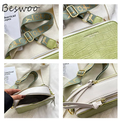 Stone Pattern Embossed Crossbody Bag Square Bag for Women