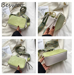 Stone Pattern Embossed Crossbody Bag Square Bag for Women