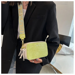 Stone Pattern Embossed Crossbody Bag Square Bag for Women