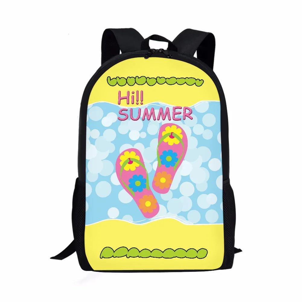 Summer Element Pattern School Bags for Girls Boys Children's Backpack