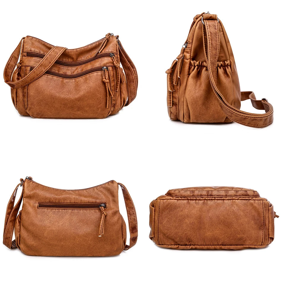 Women Shoulder Bag PU Leather Crossbody Bag Soft Female Messenger Handbag