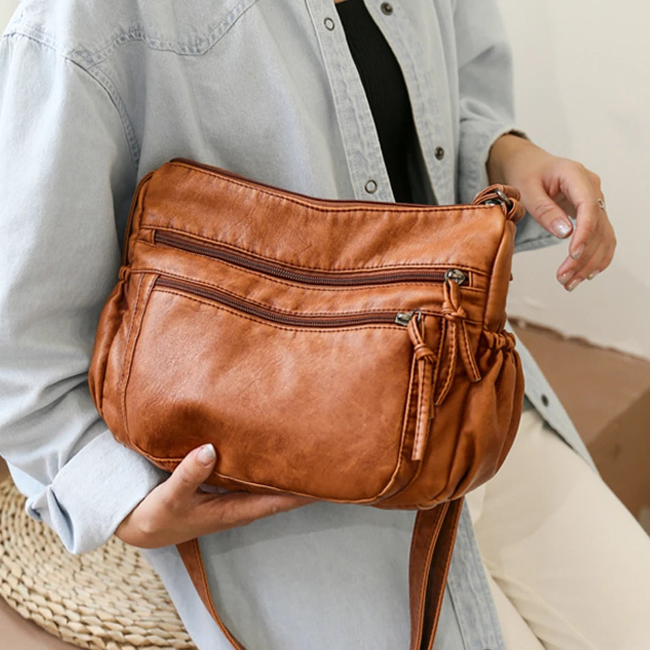 Women Shoulder Bag PU Leather Crossbody Bag Soft Female Messenger Handbag