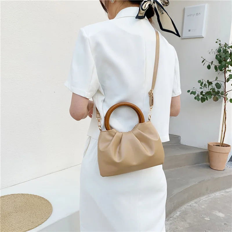Fold Buckle Shoulder Bag PU Leather Handbags Bags for Women