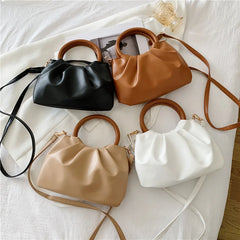 Fold Buckle Shoulder Bag PU Leather Handbags Bags for Women