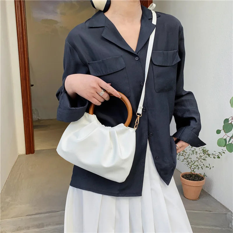 Fold Buckle Shoulder Bag PU Leather Handbags Bags for Women