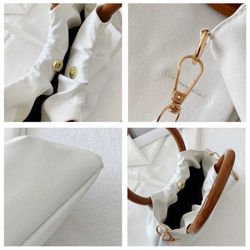 Fold Buckle Shoulder Bag PU Leather Handbags Bags for Women
