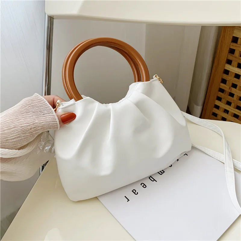Fold Buckle Shoulder Bag PU Leather Handbags Bags for Women