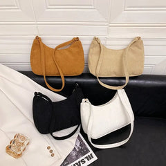Retro Corduroy Underarm Bag Casual Women Shoulder Bags Travel Female Handbag