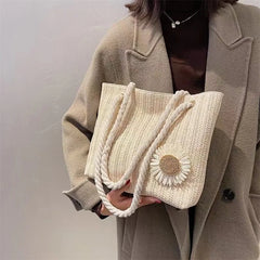 Sunflower Women's Shoulder Bag Large-capacity Straw Woven Handbag