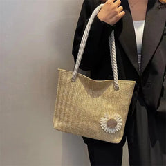 Sunflower Women's Shoulder Bag Large-capacity Straw Woven Handbag