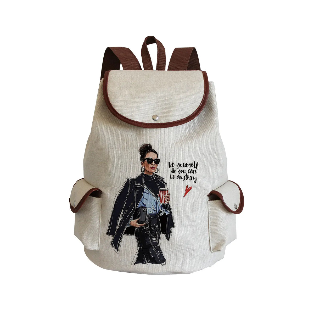 Women's Hipster Girl Print Beach Travel Backpack
