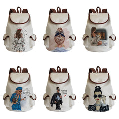 Women's Hipster Girl Print Beach Travel Backpack