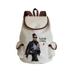Women's Hipster Girl Print Beach Travel Backpack