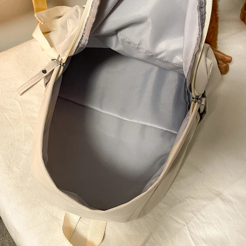 Waterproof Solid Backpack Women Nylon School Bags for Teenager Girls