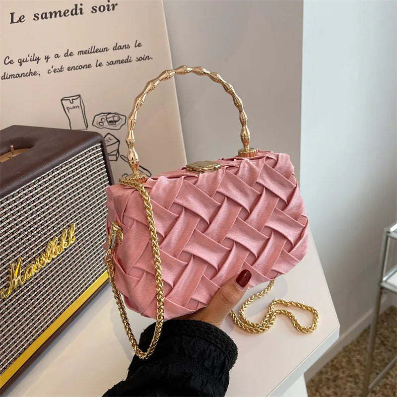 Small Tote Bag with Metal Chain Women's Handbag