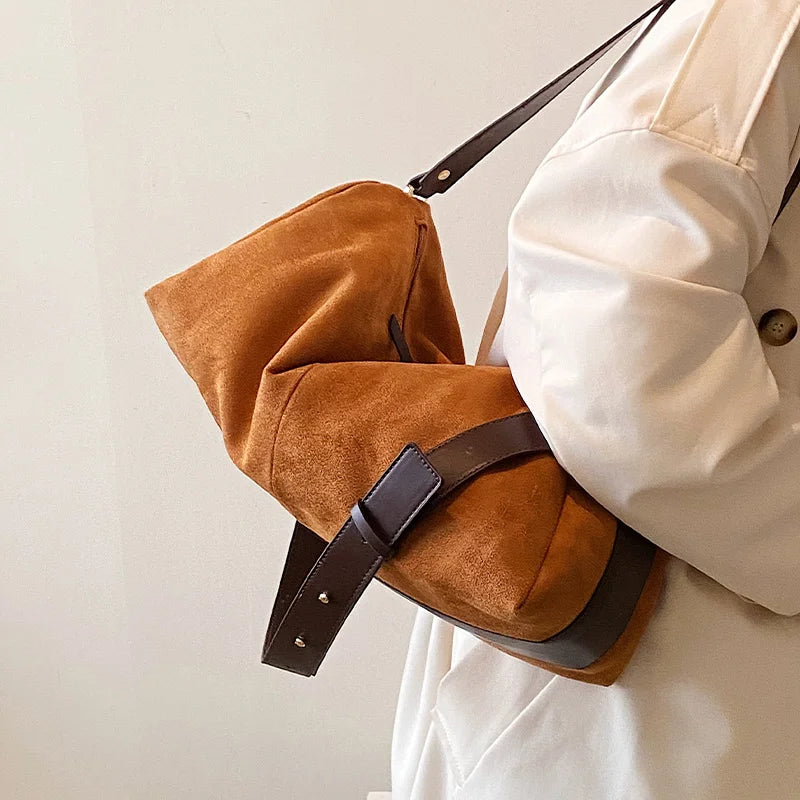 Winter Suede PU Leather Large Capacity Handbags And Purses For Women