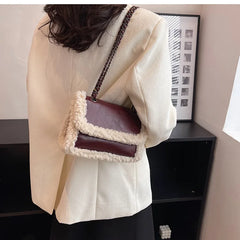 Winter Lambswool Edged Armpit Bag Soft Small Crossbody Shoulder Bag