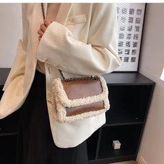 Winter Lambswool Edged Armpit Bag Soft Small Crossbody Shoulder Bag