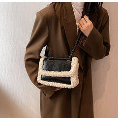 Winter Lambswool Edged Armpit Bag Soft Small Crossbody Shoulder Bag