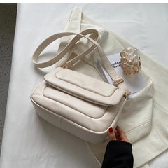 Winter Women Soft PU Leather Flap Bag Shoulder Crossbody Bags Solid Lady Purses