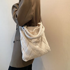 Winter Woolen Women's Handbag Knitted Shoulder Bag High Capacity Messenger Bag