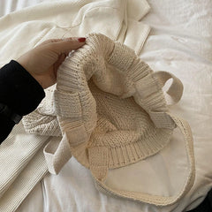 Winter Woolen Women's Handbag Knitted Shoulder Bag High Capacity Messenger Bag