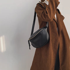 Wine Red Wide Single Strap Half Moon Chestbag