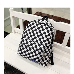 Plaid Nylon Daypack Laptop Travel Backpack