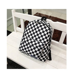 Plaid Nylon Daypack Laptop Travel Backpack
