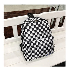 Plaid Nylon Daypack Laptop Travel Backpack