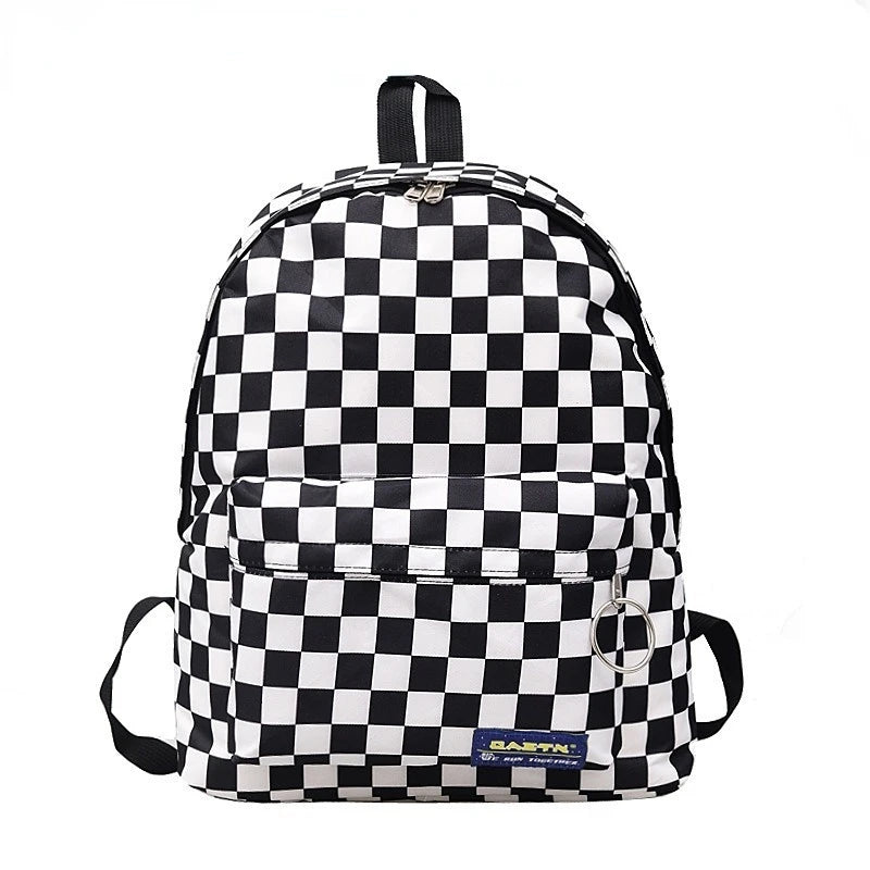Plaid Nylon Daypack Laptop Travel Backpack