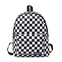 Plaid Nylon Daypack Laptop Travel Backpack