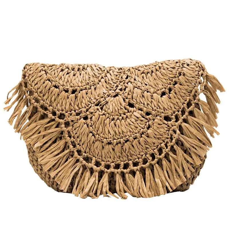 Women Beach Bag Shoulder Bags Hand Woven Straw Large Capacity Retro Bohemian Rat