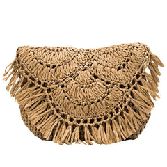 Women Beach Bag Shoulder Bags Hand Woven Straw Large Capacity Retro Bohemian Rat