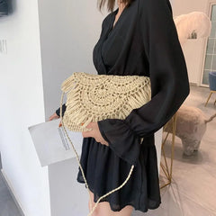 Women Beach Bag Shoulder Bags Hand Woven Straw Large Capacity Retro Bohemian Rat