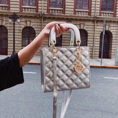 Women Tote Silver Handbag Crossbody Shoulder Bags Short Handle