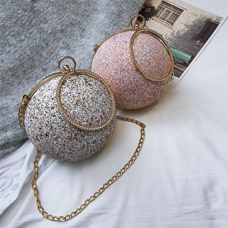 Colorful Diamonds Crystal Ball Clutch Handbag