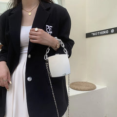 Silver PVC Box Bags Party Evening Clutch Chain Shoulder Bags