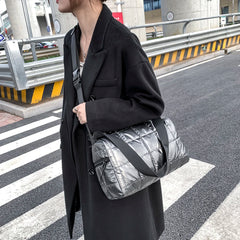 Women Padded Quilted Bag Winter Female Shoulder Bag Shopping Travel Handbag