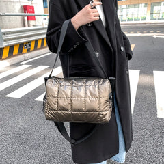 Women Padded Quilted Bag Winter Female Shoulder Bag Shopping Travel Handbag