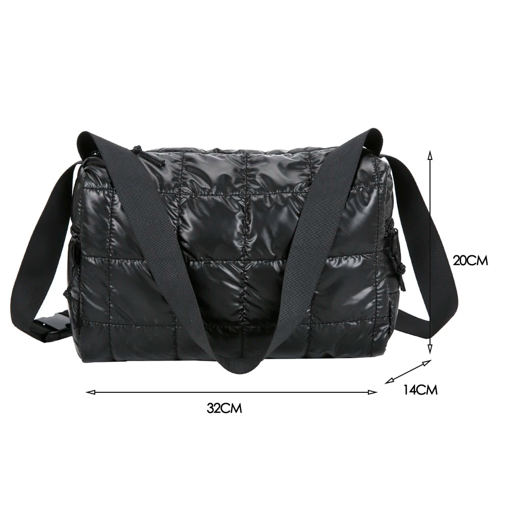 Women Padded Quilted Bag Winter Female Shoulder Bag Shopping Travel Handbag
