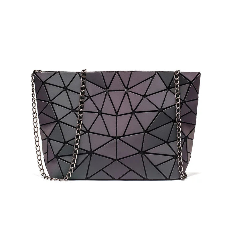 Plaid Laser Bag Geometric Chain Shoulder Bags Mini Clutch Handbag