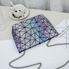 Plaid Laser Bag Geometric Chain Shoulder Bags Mini Clutch Handbag