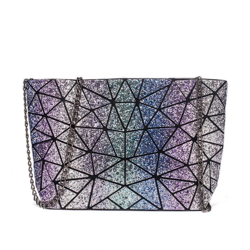 Plaid Laser Bag Geometric Chain Shoulder Bags Mini Clutch Handbag