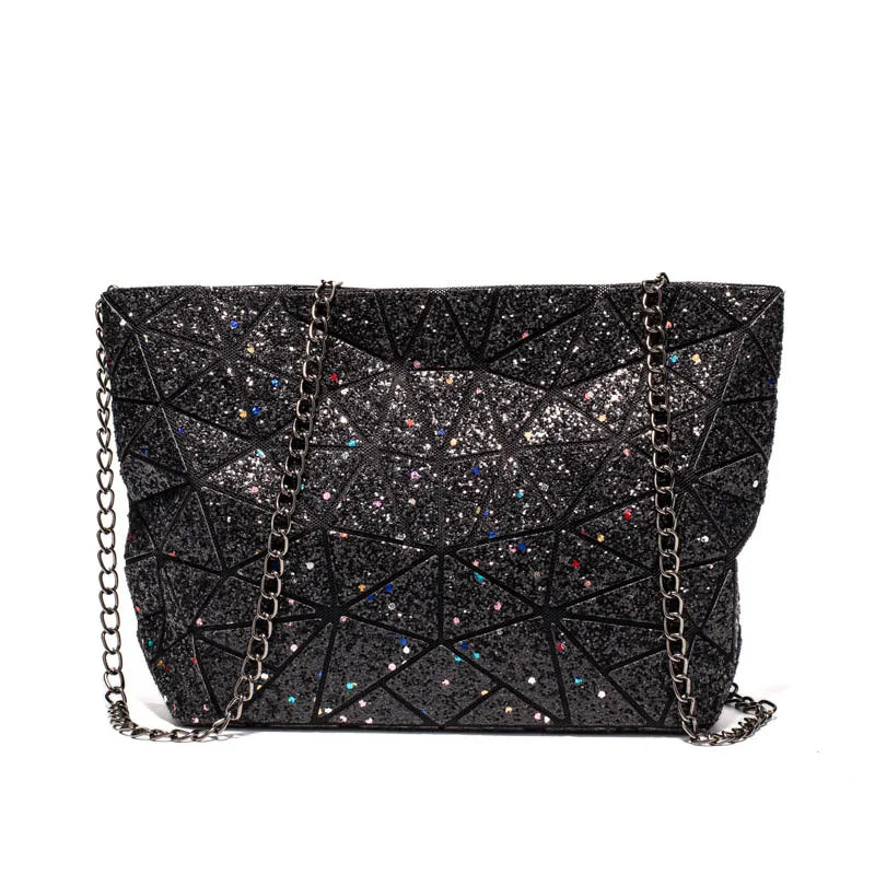 Plaid Laser Bag Geometric Chain Shoulder Bags Mini Clutch Handbag