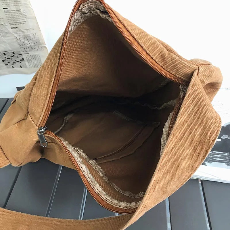 Canvas Crossbody Female Bag Solid Ladies Chest Handbags
