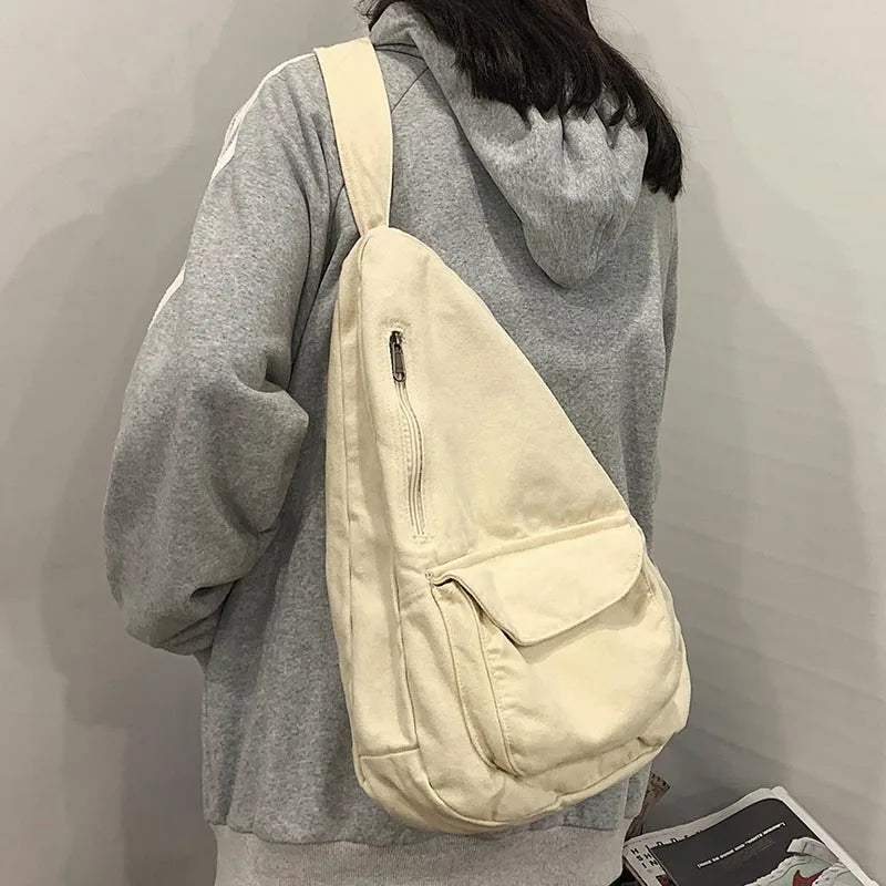 Canvas Crossbody Female Bag Solid High Ladies Chest Handbags