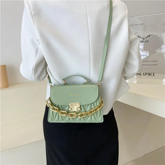 Women Textured Chain Shoulder Small Square Bag Handbags Tote Bag