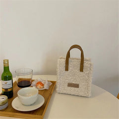 Women Winter Shoulder Bag Lamb Wool Warm Soft Autumn Ins Square Cross-body Porta