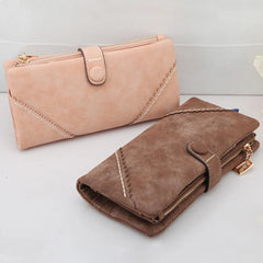 Faux Leather Bifold Clutch Wallet Snap Button Carteira